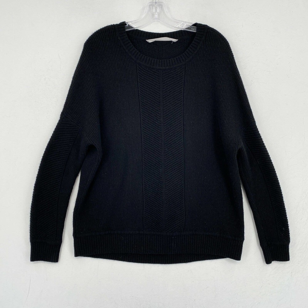 Athleta Wool Cashmere Habitat Knit Sweater Womens Medium Black Dolman Cozy